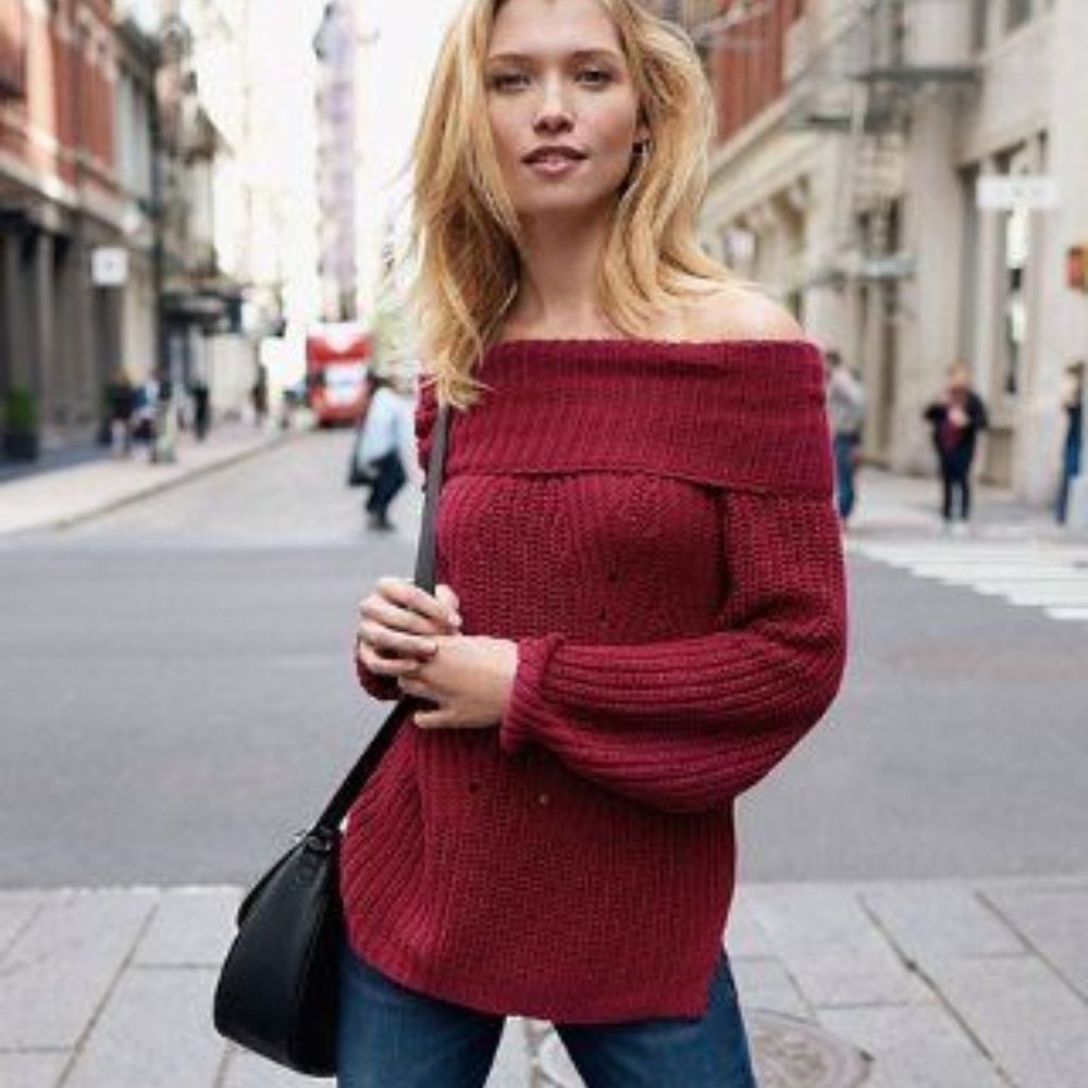 Solid Dolman Cowl Neck Shaker Pullover - image 1